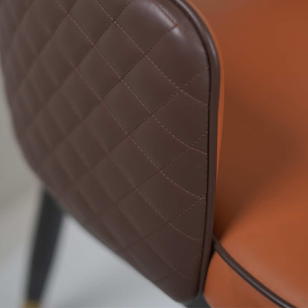 Mark Leather Dining Chair in Orange Color