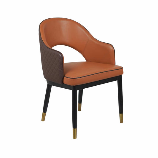 Mark Leather Dining Chair in Orange Color