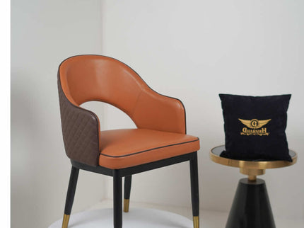 Mark Leather Dining Chair in Orange Color