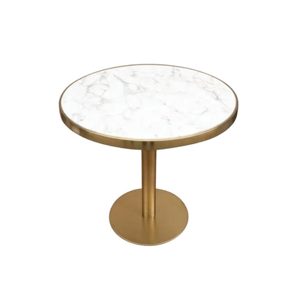 Mill gold 2 seater restaurant table with marble top