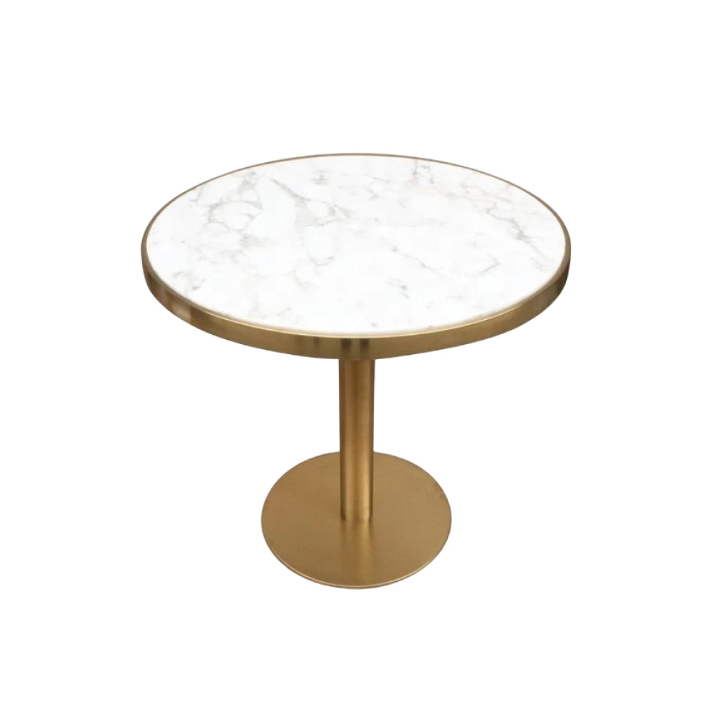 Mill gold 2 seater restaurant table with marble top