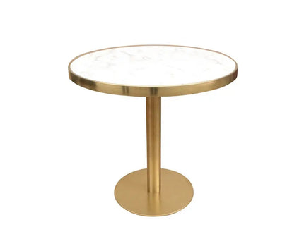 Mill gold 2 seater restaurant table with marble top