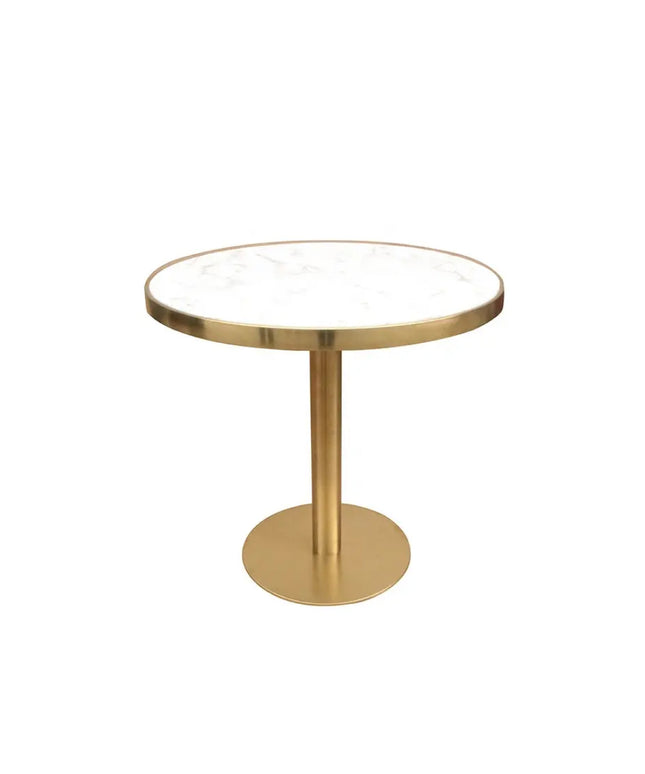 Mill gold 2 seater restaurant table with marble top