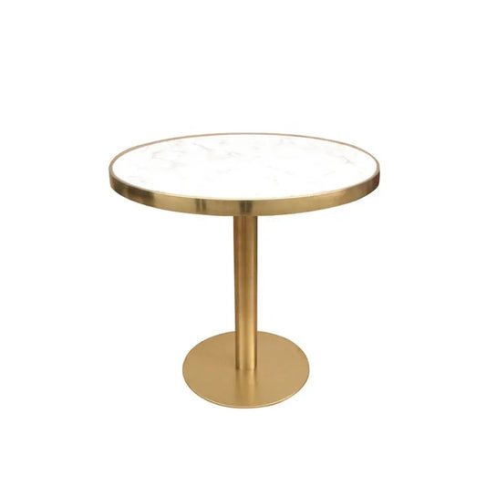 Mill gold 2 seater restaurant table with marble top