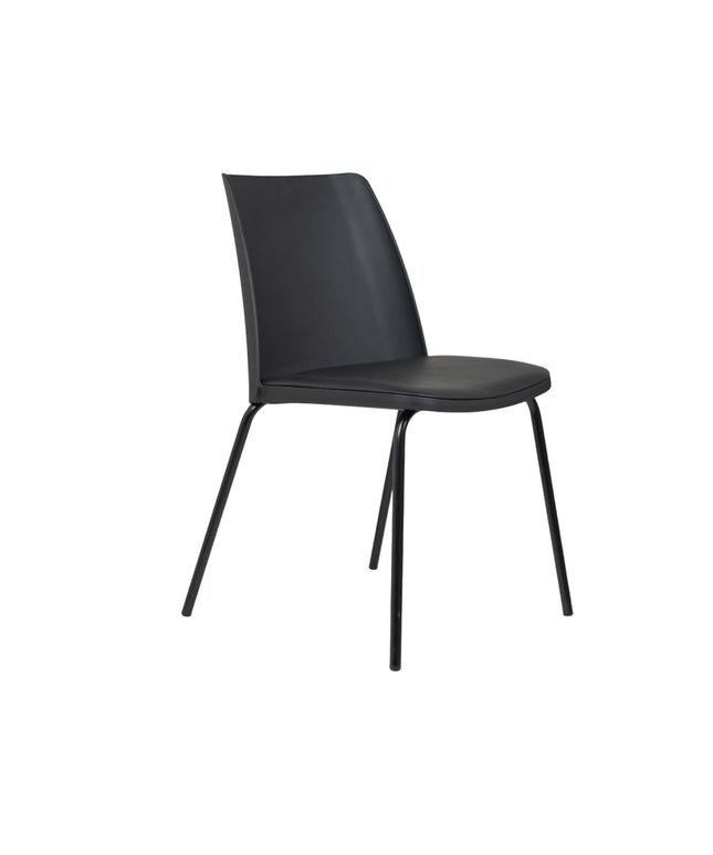Nato Black PVC Cafe Chair with Cushion