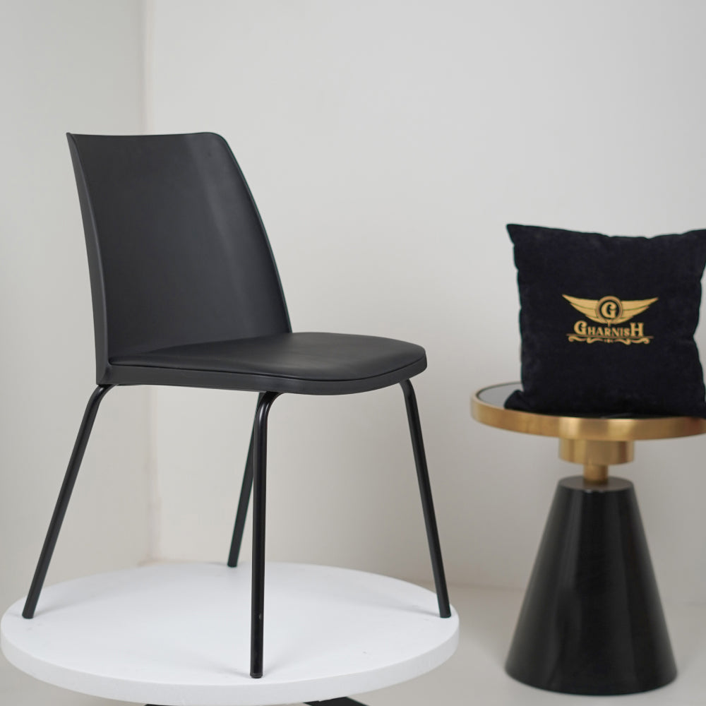 Nato Black PVC Cafe Chair with Cushion