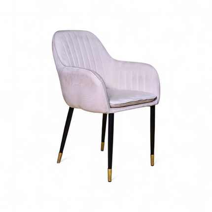 stripe velvet Chair with Black Legs