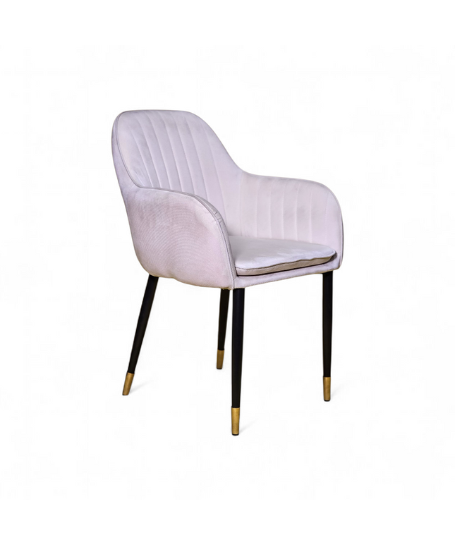 stripe velvet Chair with Black Legs