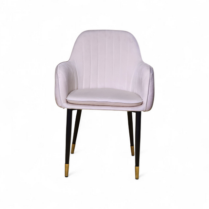 stripe velvet Chair with Black Legs
