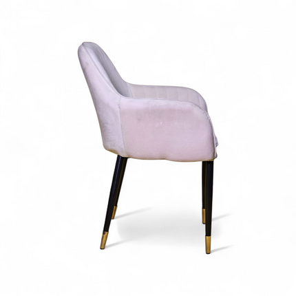 stripe velvet Chair with Black Legs