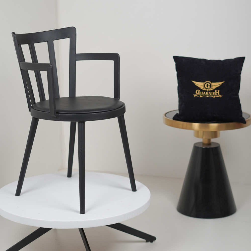 Pacify Black PVC Cafe Chair With Cushion