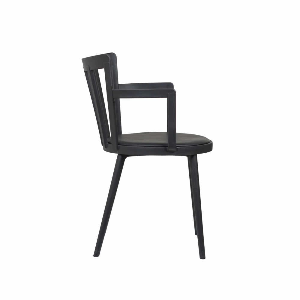 Pacify Black PVC Cafe Chair With Cushion