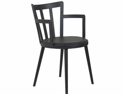 Pacify Black PVC Cafe Chair With Cushion