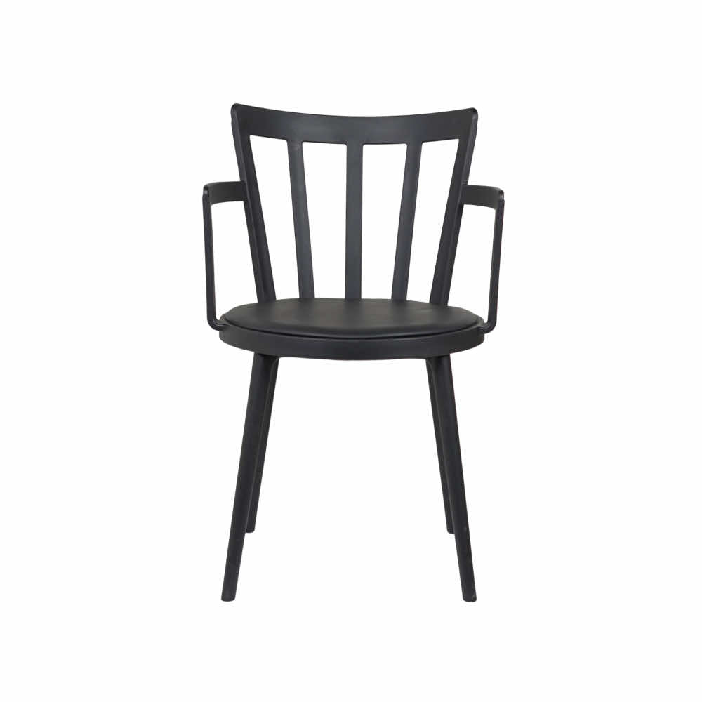 Pacify Black PVC Cafe Chair With Cushion