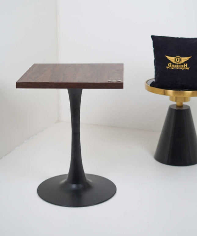 2 Seater Pole Table Base Walnut Top