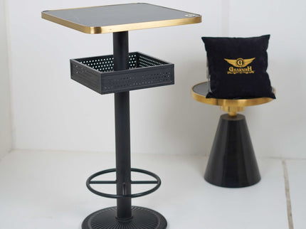 Precast Bar Table Tile Top With Gold Metal Edge Banding