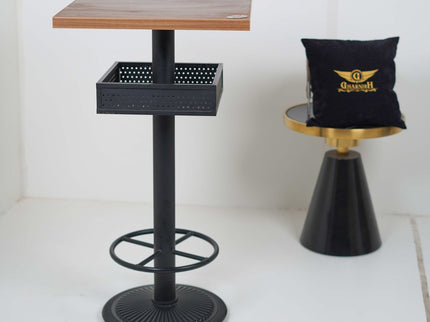 Basket Bar Height Restaurant Table With Walnut Top