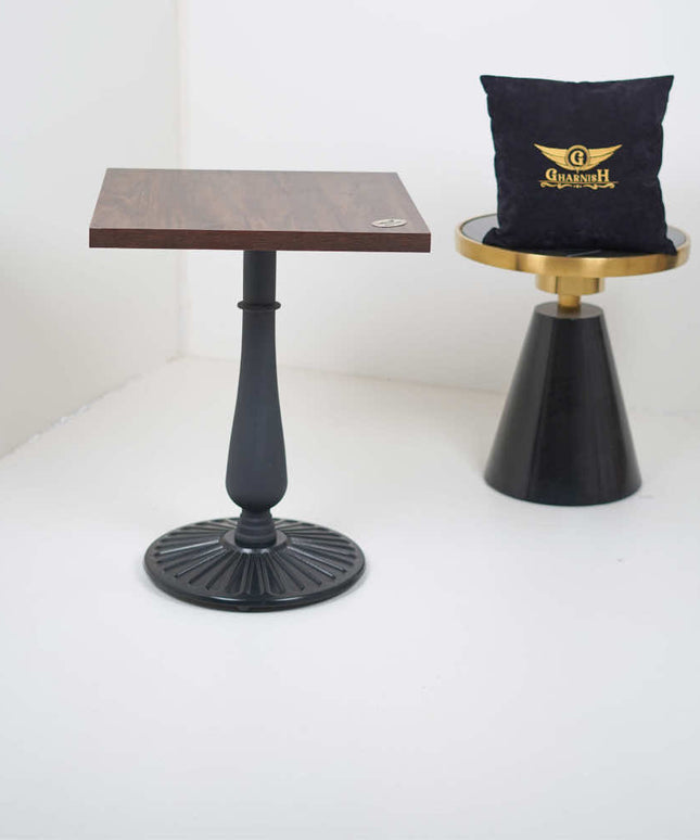 Precast Table Base Walnut Top