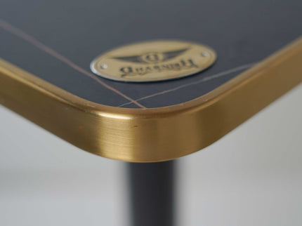 Precast Plus Bar Table Base Tile Top With Gold Metal Edge Banding