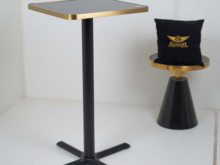 Precast Plus Bar Table Base Tile Top With Gold Metal Edge Banding