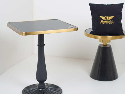 Precast Table Base Tile Top With Gold Edge Banding