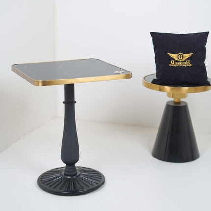 Precast Table Base Tile Top With Gold Edge Banding