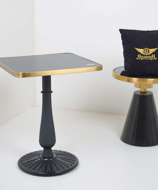 Precast Table Base Tile Top With Gold Edge Banding