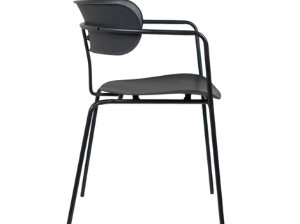 Siren Black Cafe Chair with metal base and PVC