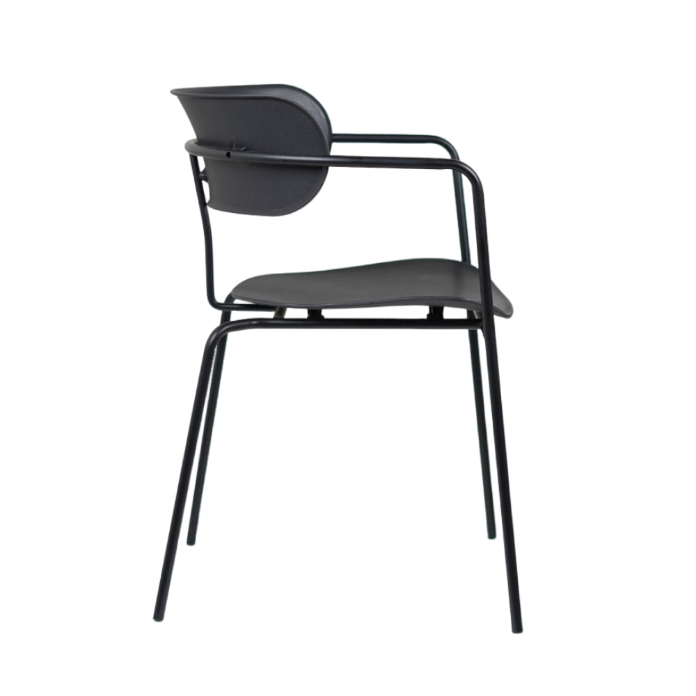 Siren Black Cafe Chair with metal base and PVC