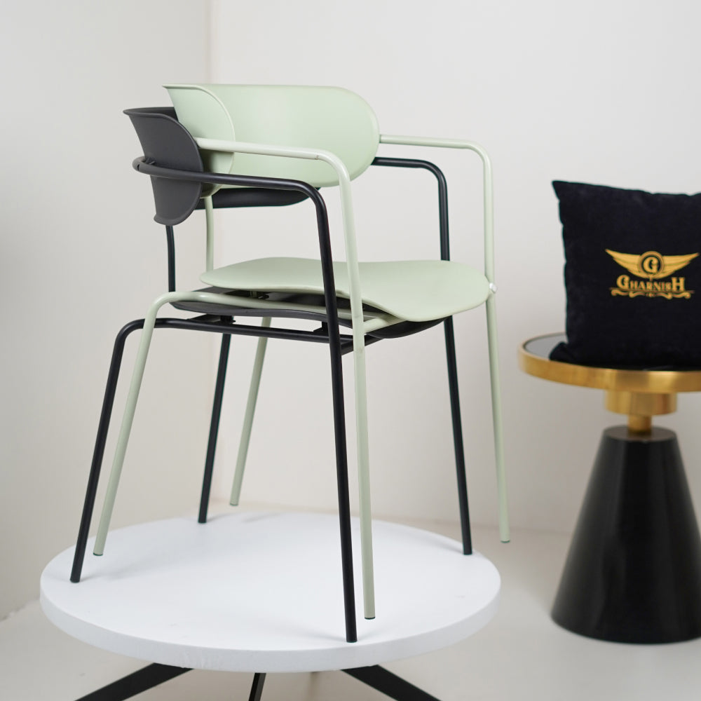 Siren Black Cafe Chair with metal base and PVC