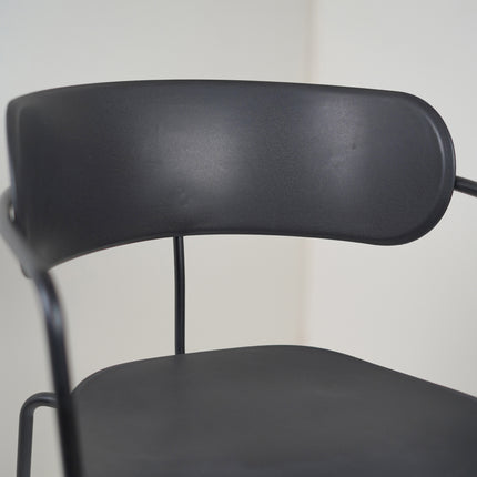Siren Black Cafe Chair with metal base and PVC
