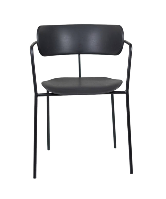 Siren Black Cafe Chair with metal base and PVC