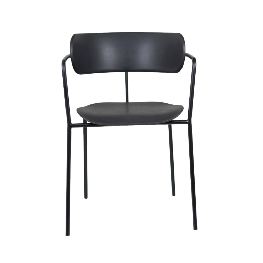 Siren Black Cafe Chair with metal base and PVC