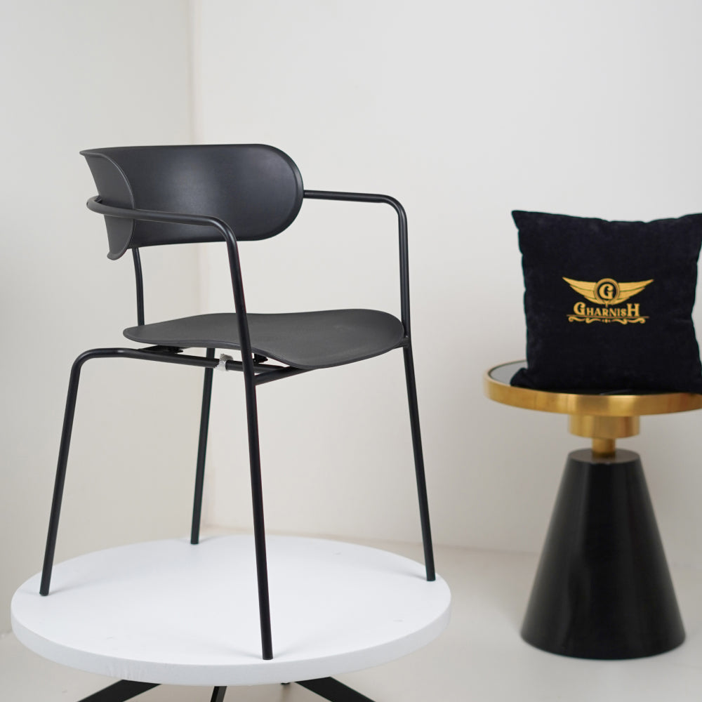 Siren Black Cafe Chair with metal base and PVC