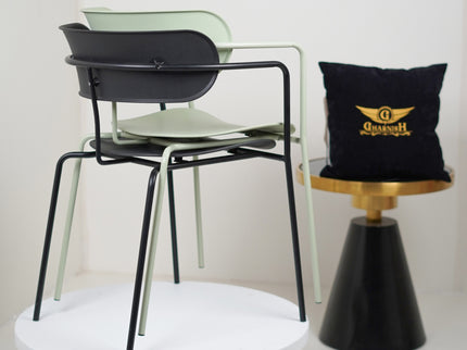 Siren Black Cafe Chair with metal base and PVC