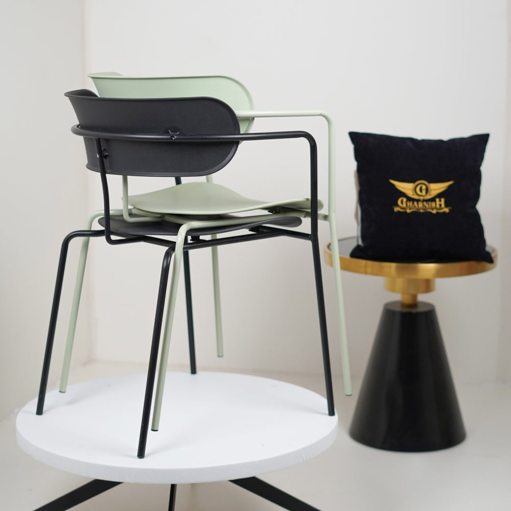 Siren Black Cafe Chair with metal base and PVC