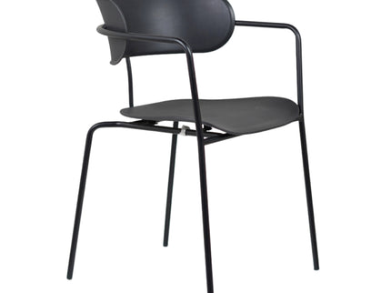 Siren Black Cafe Chair with metal base and PVC