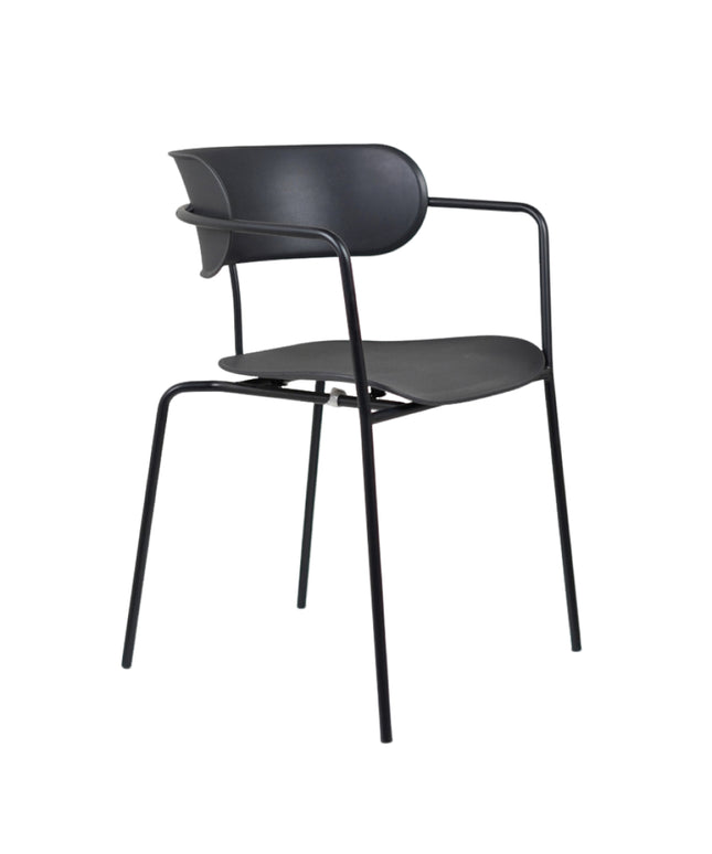 Siren Black Cafe Chair with metal base and PVC