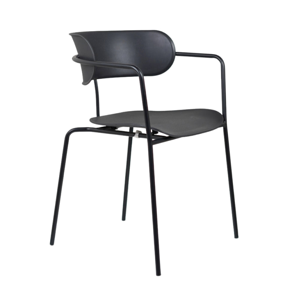 Siren Black Cafe Chair with metal base and PVC