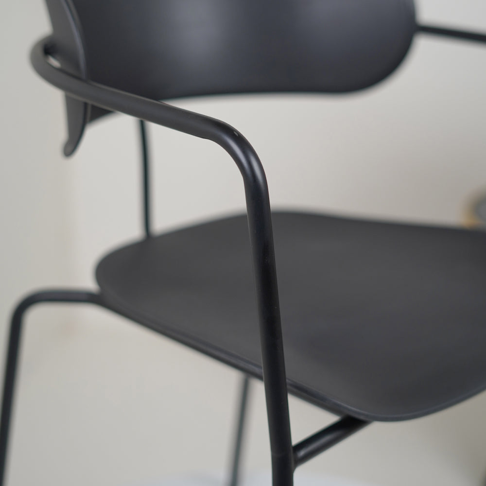 Siren Black Cafe Chair with metal base and PVC