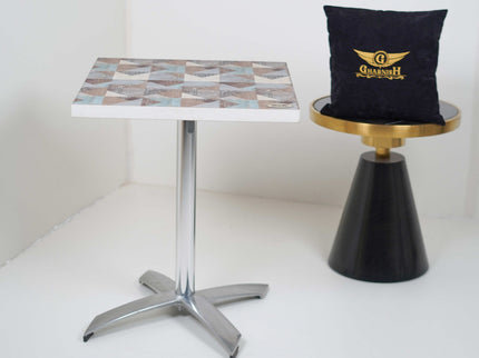 SS Foldable Plus Single Pillar Table Base Designer Top