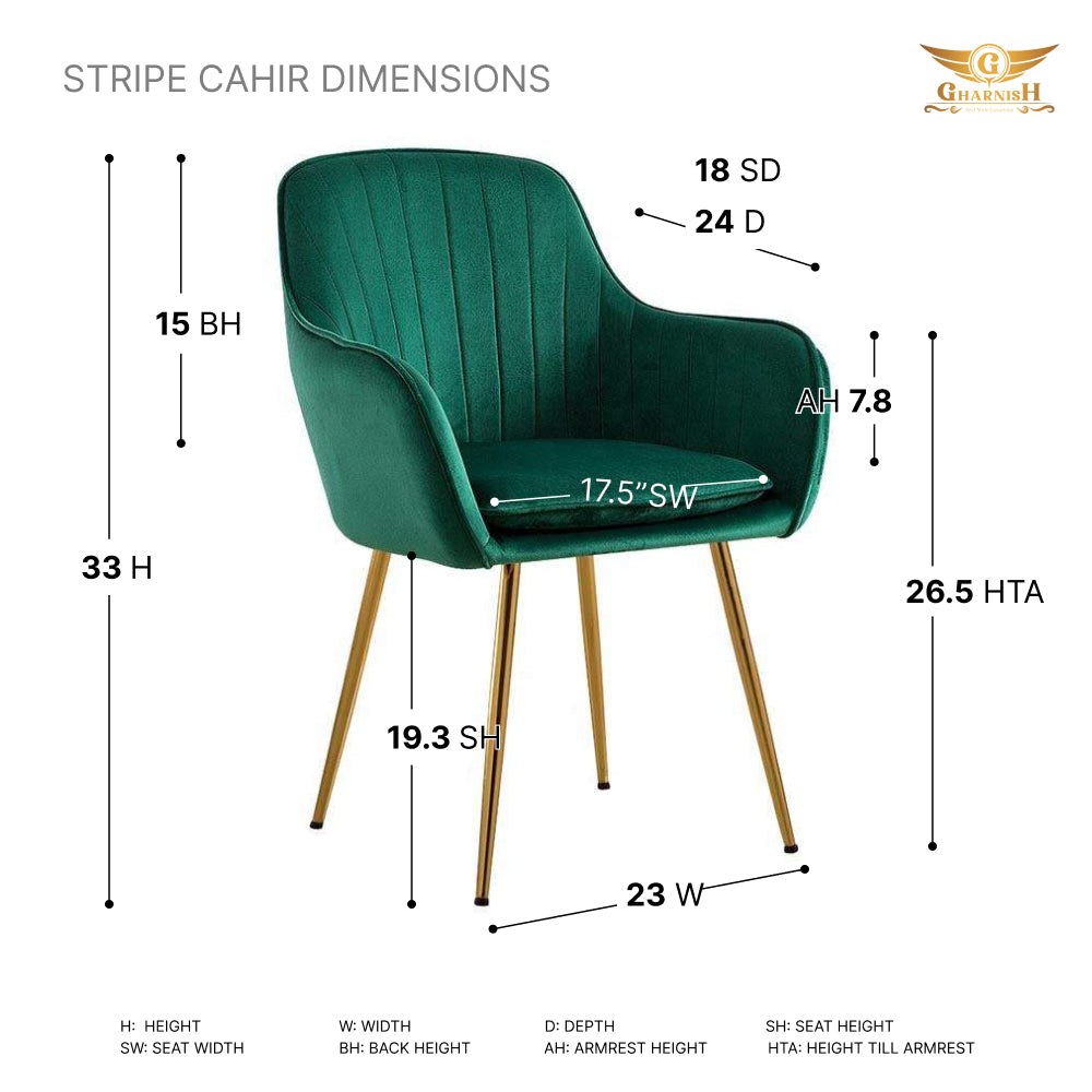 Stripe - Luxury Velvet Dining Chair with Golden Brass Legs