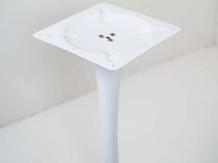 White Pole Table Base Beige Top For Cafe