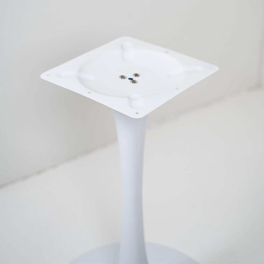 White Pole Table Base Beige Top For Cafe