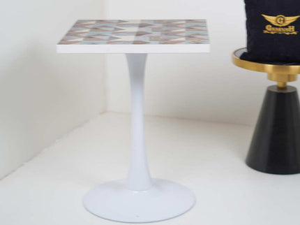 2 Seater White Pole Table With Designer Top