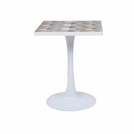 2 Seater White Pole Table With Designer Top