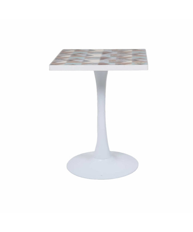 2 Seater White Pole Table With Designer Top