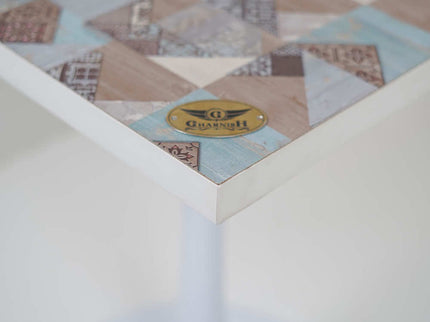 2 Seater White Pole Table With Designer Top