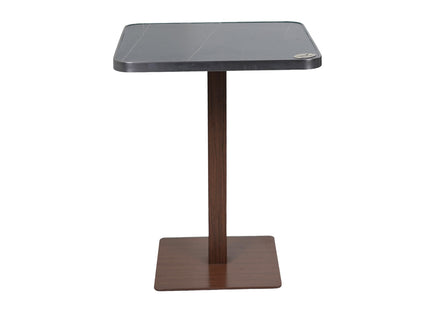 Wooden Texture Flat Table Base Tile Top With Grey Metal Edge Banding