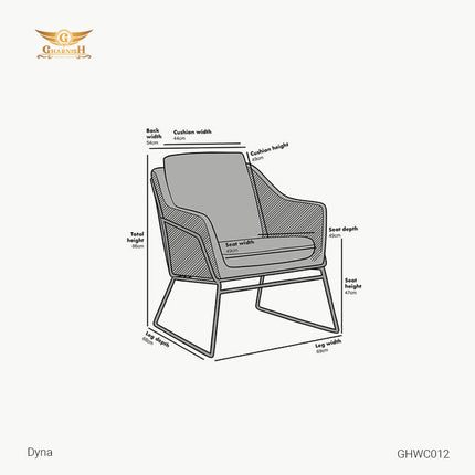 Dyna Accent Chair With Gold PVD Coated Frame GHWC012